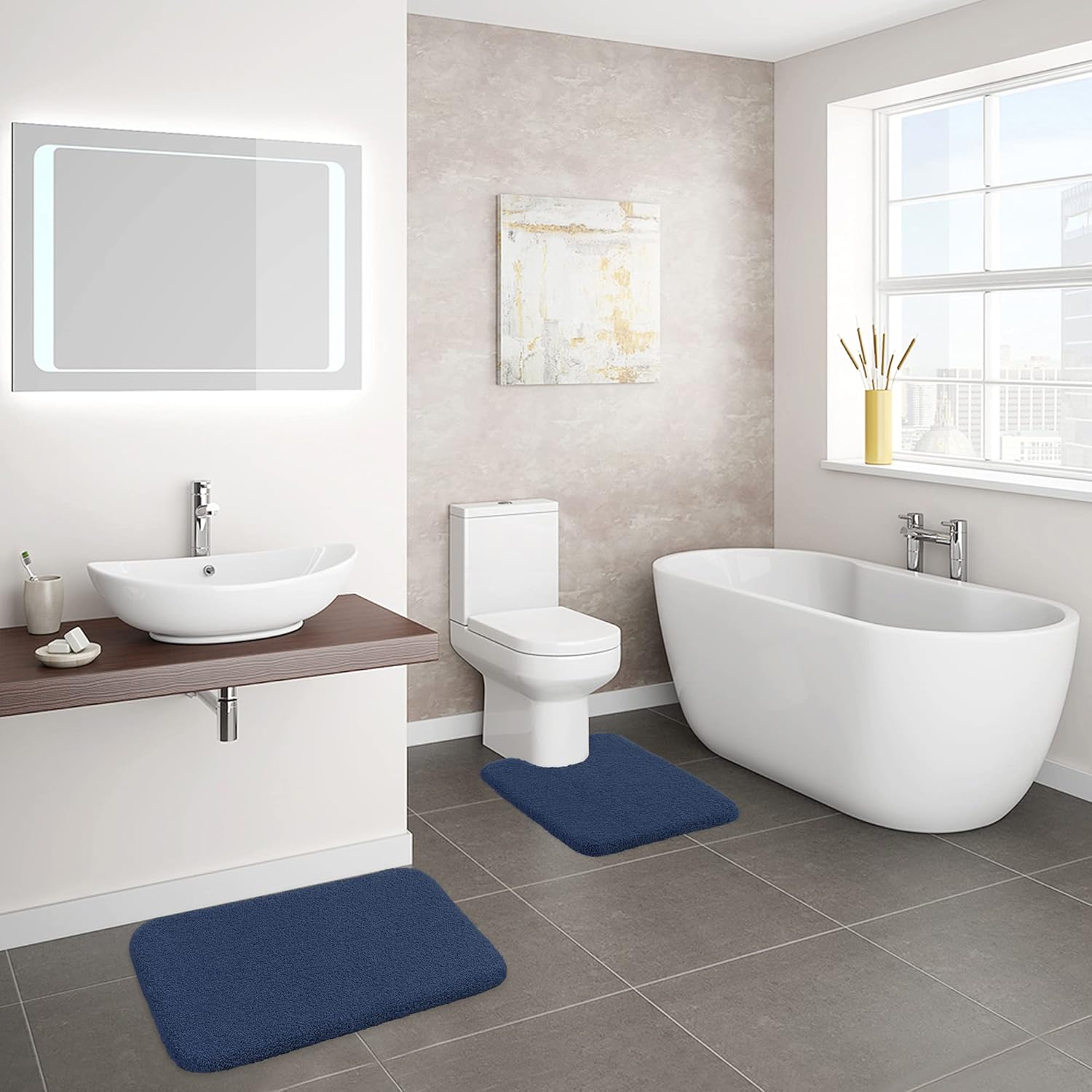 VANZAVANZU – Tapete de baño suave, absorbente, antideslizante, microfibra gruesa y acogedor