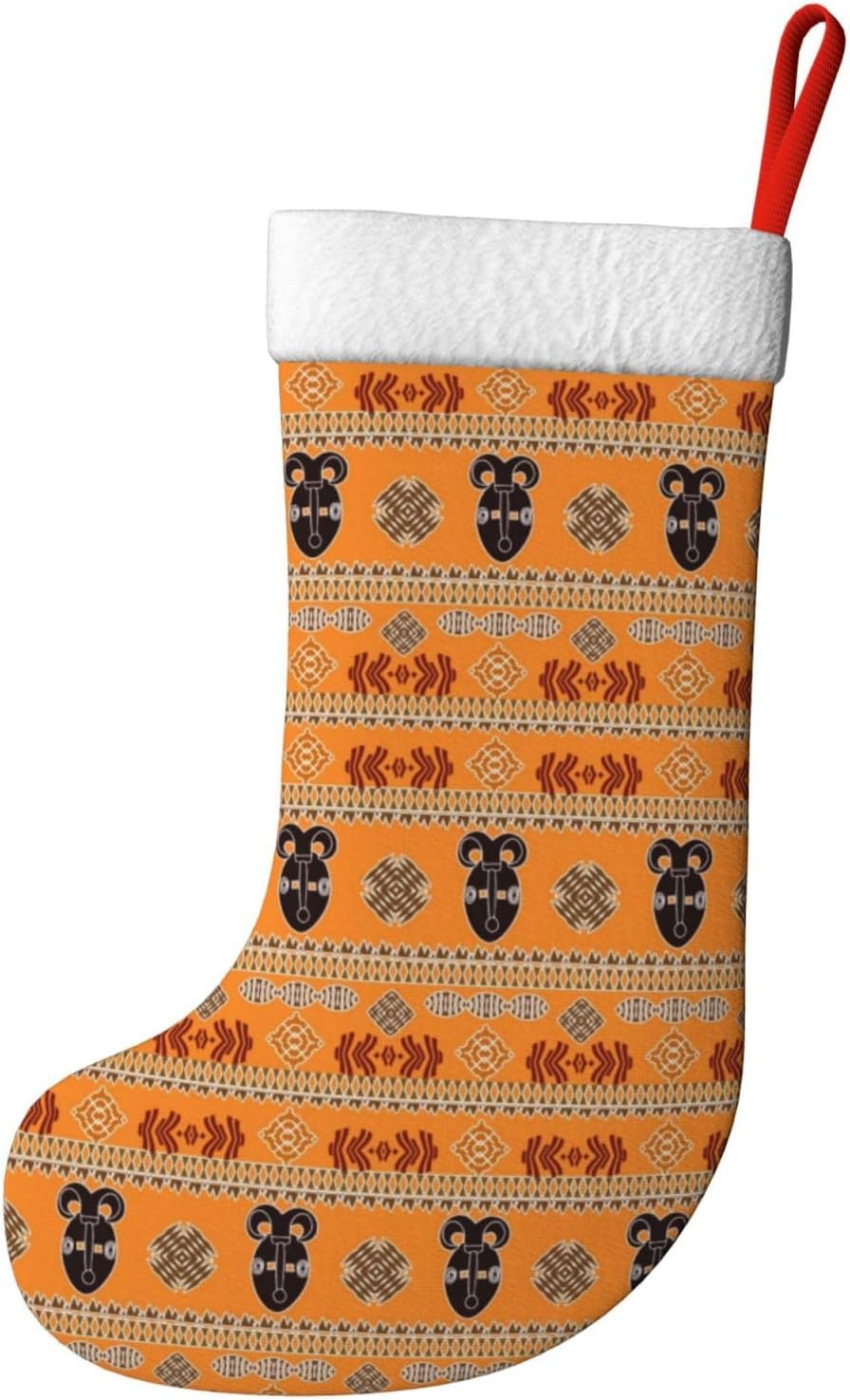 Calcetines de Navidad, patrón étnico africano con símbolos, medias de Navidad grandes, medias colgantes de chimenea de Navidad para Navidad,