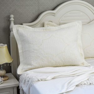 Brandream Juego de 2 fundas de almohada acolchadas de color beige y amarillo crema, tamaño King, 100% algodón, ropa de cama vintage de granja Brandream Juego de 2 fundas de almohada acolchadas de color beige y amarillo crema, tamaño King, 100% algodón, ropa de cama vintage de granja