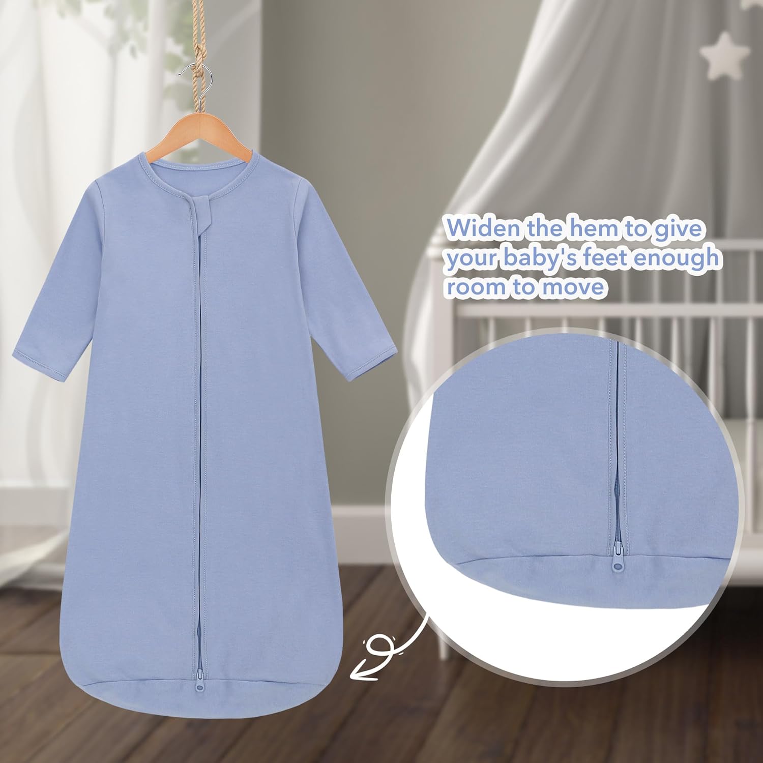 Saco de dormir para bebé, manta 100% algodón para bebé, saco de dormir de manga larga para niños pequeños de 0 a 18 meses