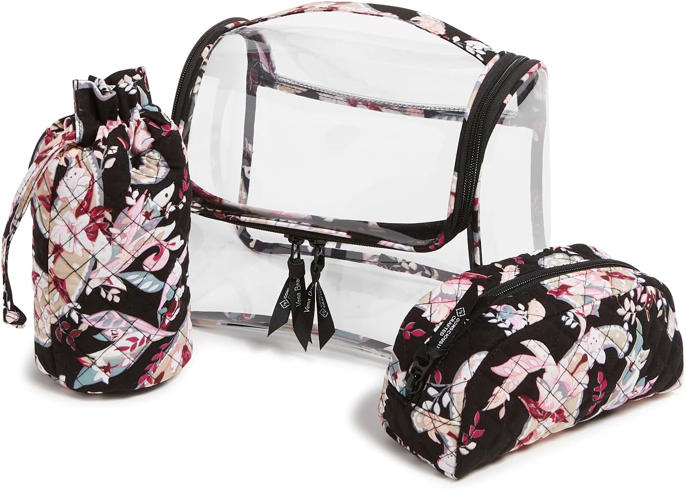 Vera Bradley Juego de bolsas organizadoras de maquillaje cosmético de 3 piezas para mujer, Paisley Botáni