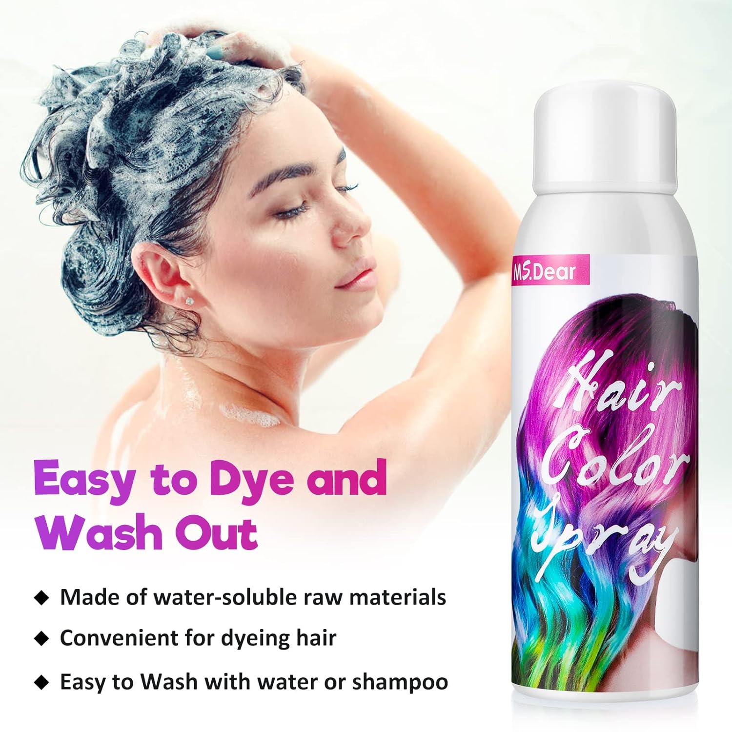 Un solo uso en aerosol para el cabello blanco, tinte temporal para cabello loco, fiesta de Navidad, lavado, tinte para el cabello, 1 día, lavable,