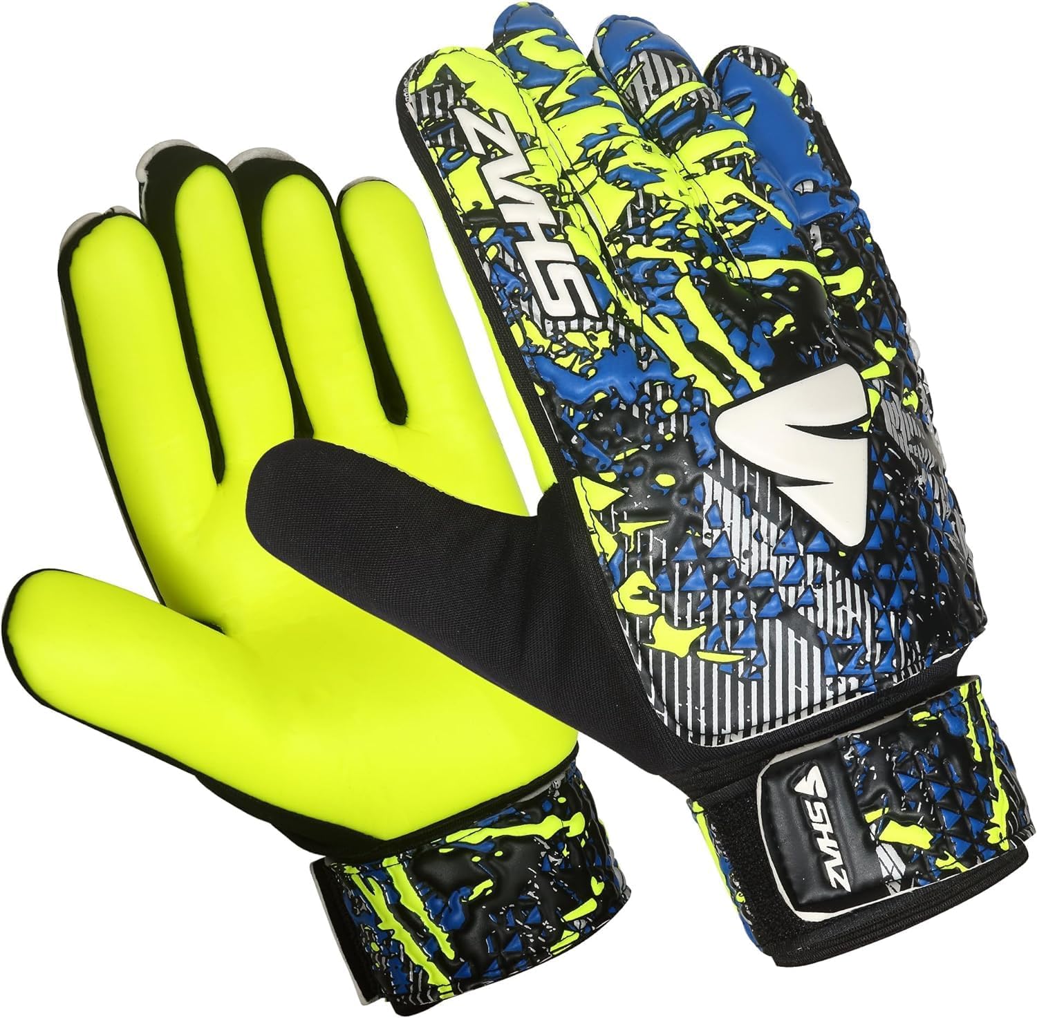 Shaz Guantes de portero de fútbol para niños y jóvenes, guantes de portero de fútbol Funky antideslizantes de 0.157 in con palma de látex con agarre