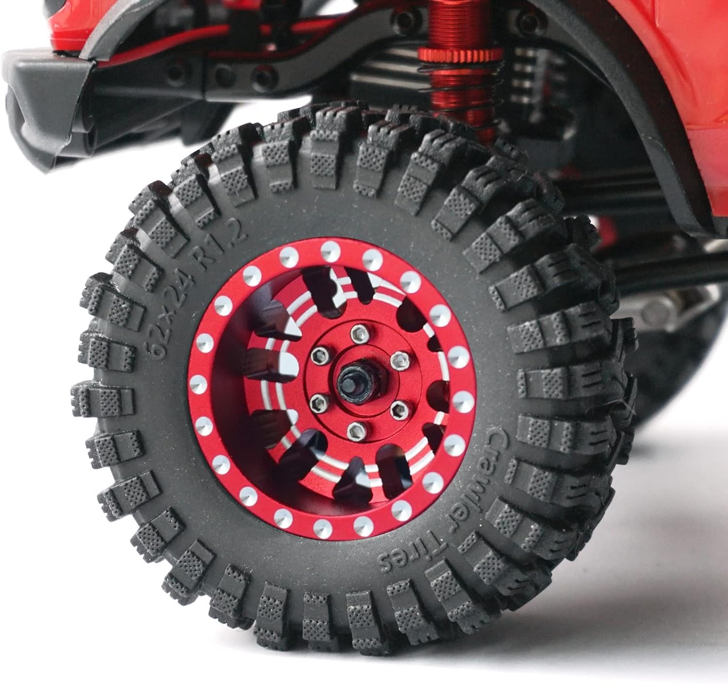 OGRC 1.0 Plus (1.2 pulgadas) Beadlock – Juego de llantas y neumáticos de 0.276 pulgadas con desplazamiento negativo súper suaves para TRX4M SCX24
