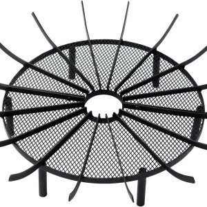 Aoodor Rejilla para hoguera para exteriores de 32 pulgadas, construcción de hierro resistente con pinzas de cortesía de color negro, perfecta para Aoodor Rejilla para hoguera para exteriores de 32 pulgadas, construcción de hierro resistente con pinzas de cortesía de color negro, perfecta para