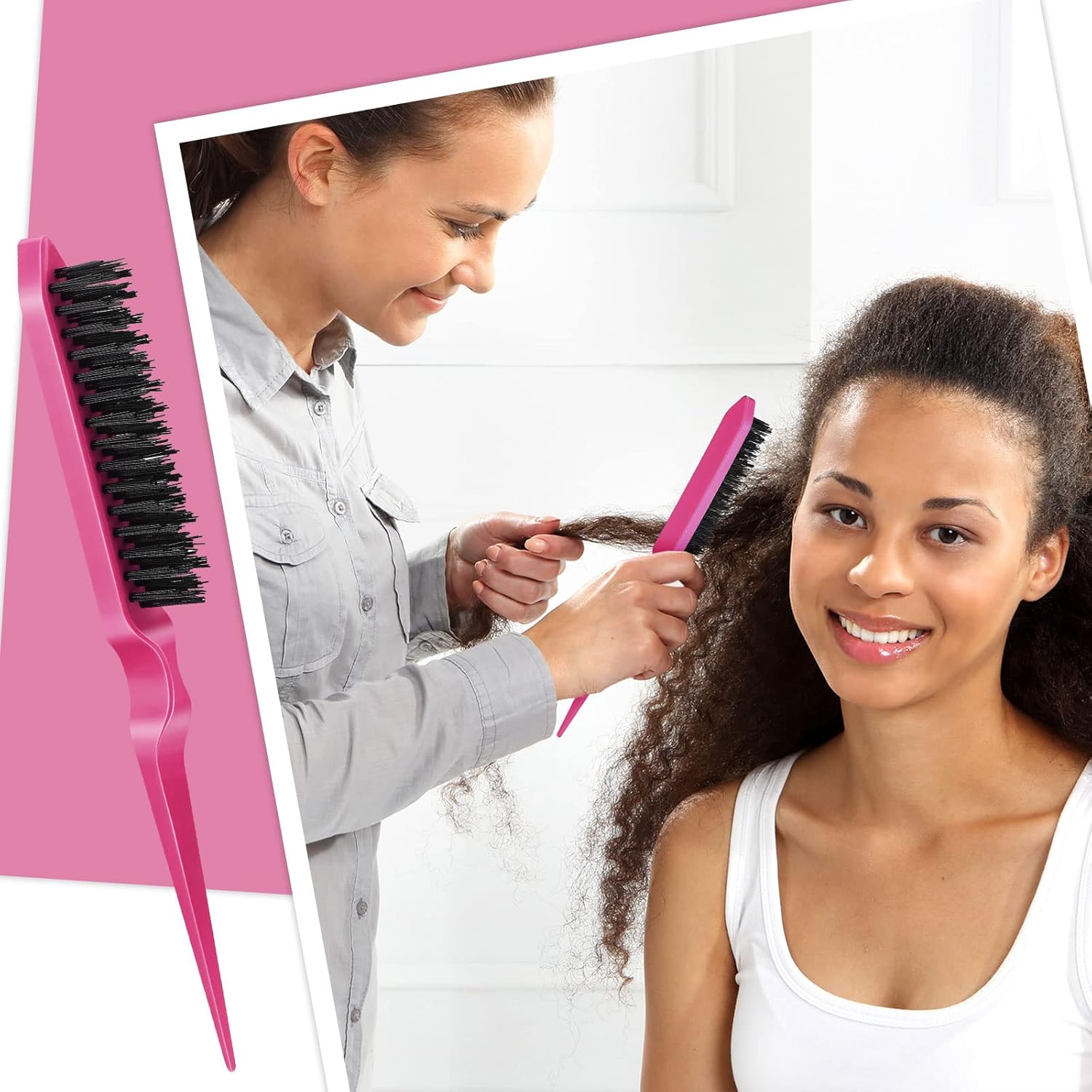 Geiserailie Juego de 3 cepillos de pelo de espalda lisa para el cabello, cepillo de control de bordes, peine para mujeres, bebés, niños, cabello