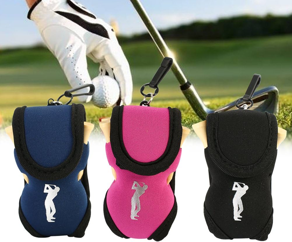 Tbest 3 colores portátil bolsa de golf bolsa pequeña cintura almacenamiento paquete incluye 2 bolas y 4 camisetas (azulnegro)
