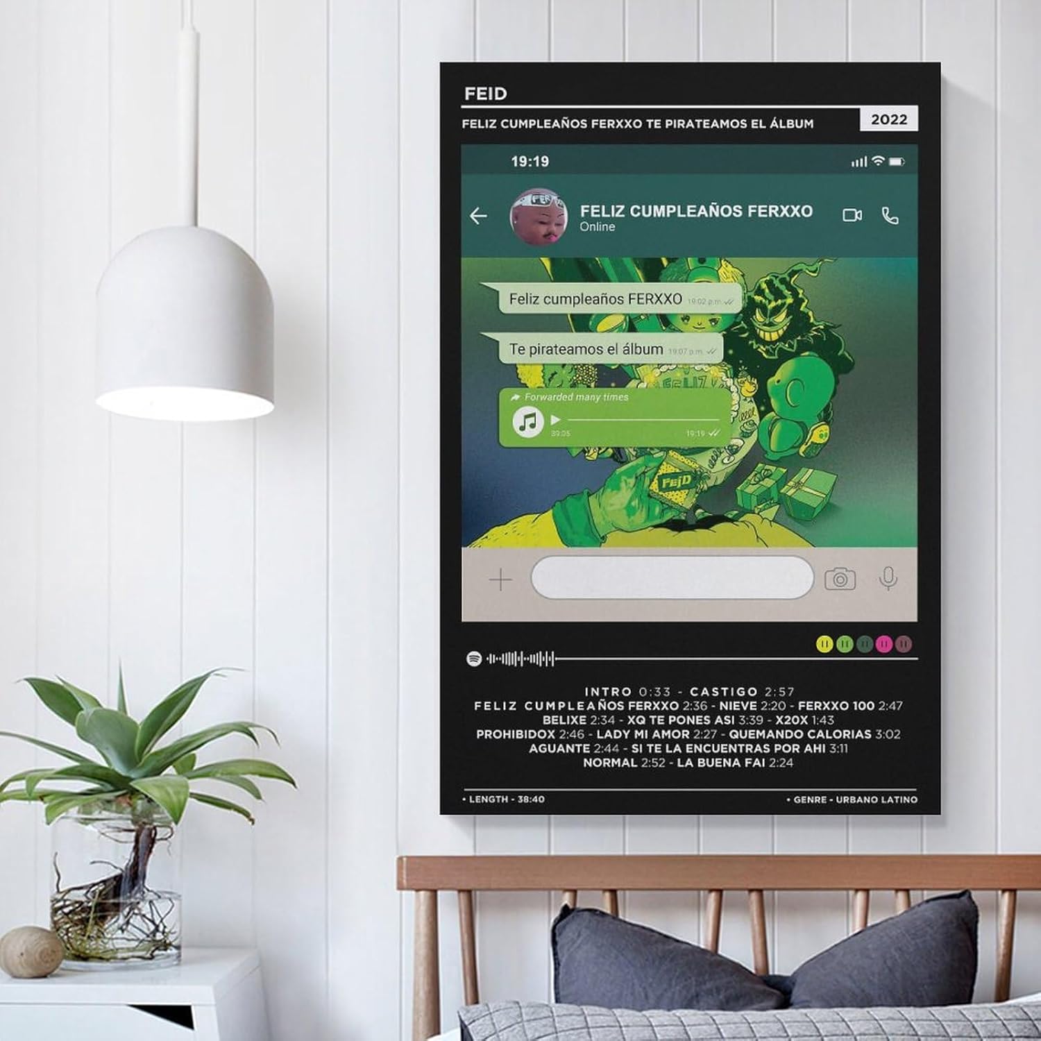 Feid – Póster de lienzo con texto en inglés Feliz Cumpleanos Ferxxo, decoración de dormitorio, paisaje, oficina, San Valentín, cumpleaños, sin