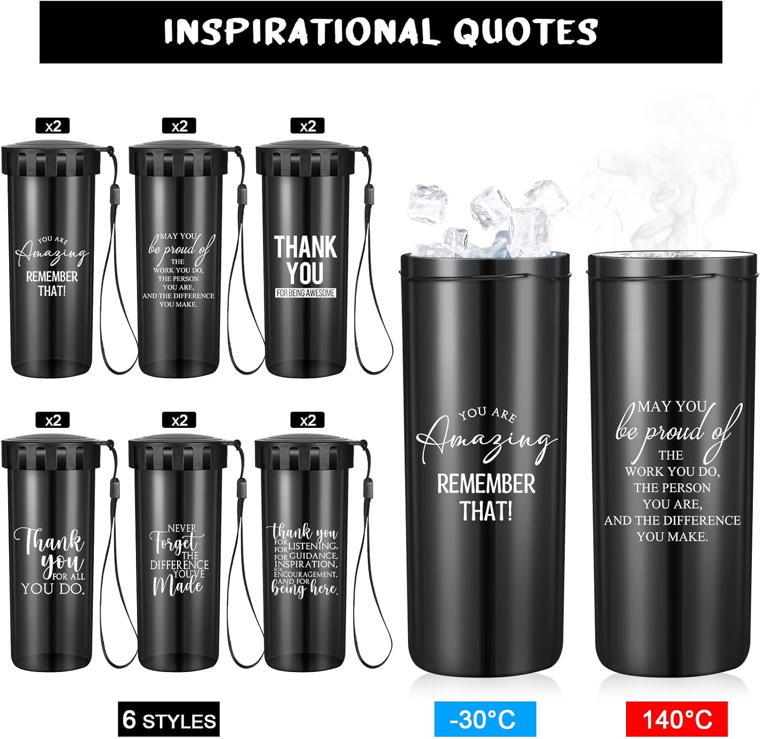 Rtteri 12 botellas de agua inspiradoras de 15 onzas, regalos de agradecimiento para el equipo, a granel para mujeres, hombres, estudiantes,