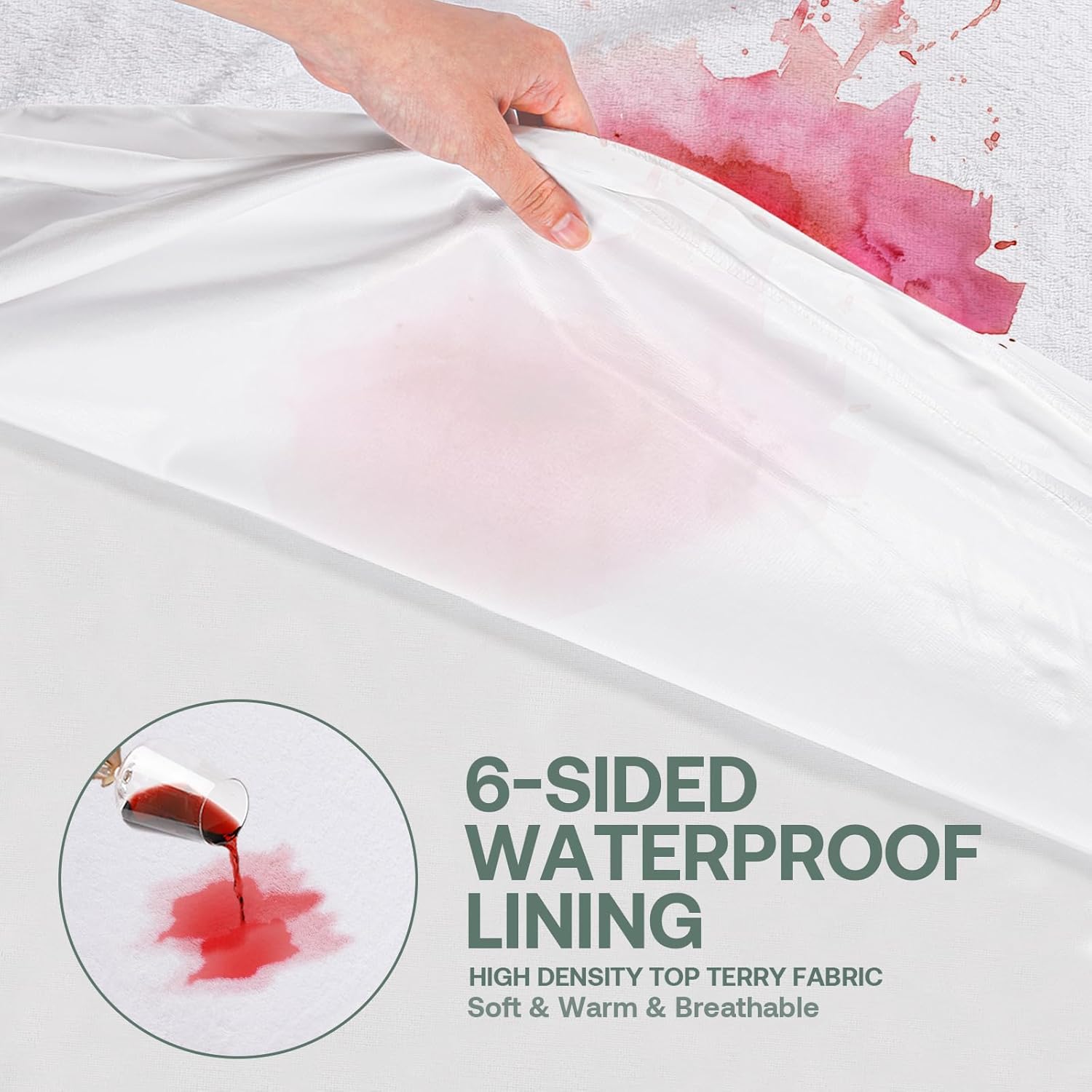 WINKAURA Protector de colchón impermeable tamaño individual que se adapta a 6-9 pulgadas de profundidad, funda de colchón con cremallera y funda de