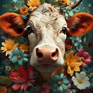 Kaliosy Kits de pintura de diamantes 5D para adultos, flores de vaca por números, pintura con diamantes, arte de animales, taladro completo, Kaliosy Kits de pintura de diamantes 5D para adultos, flores de vaca por números, pintura con diamantes, arte de animales, taladro completo,