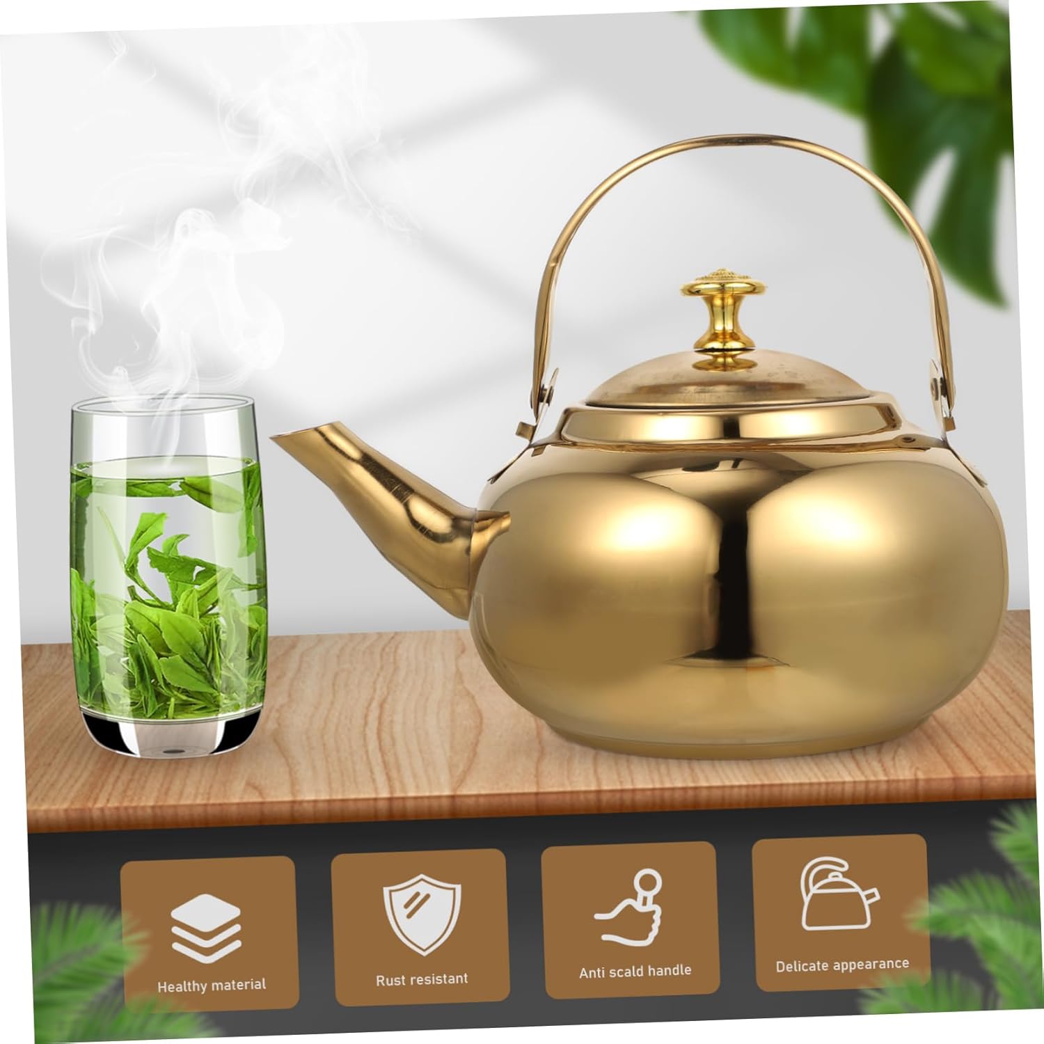 NAMOARLY Exquisita olla de acero inoxidable Hervidor de té Estufa Tetera Hervidor de acero inoxidable Hervidor de agua Estufa Top Silbando Hervidor