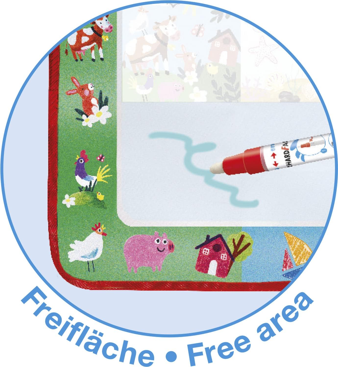 Eberhard Faber 524130 – Aqua Fun – Alfombrilla para jugar con agua, aprox. 12.6 x 12.6 in con 2 motivos para colorear y pintar superficie libre,