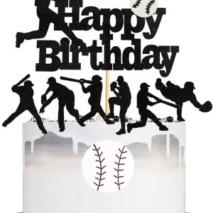 Juego de 8 decoraciones de pastel de béisbol con texto en inglés “Happy Birthday”, decoración de pastel de béisbol y softbol para temática Juego de 8 decoraciones de pastel de béisbol con texto en inglés “Happy Birthday”, decoración de pastel de béisbol y softbol para temática
