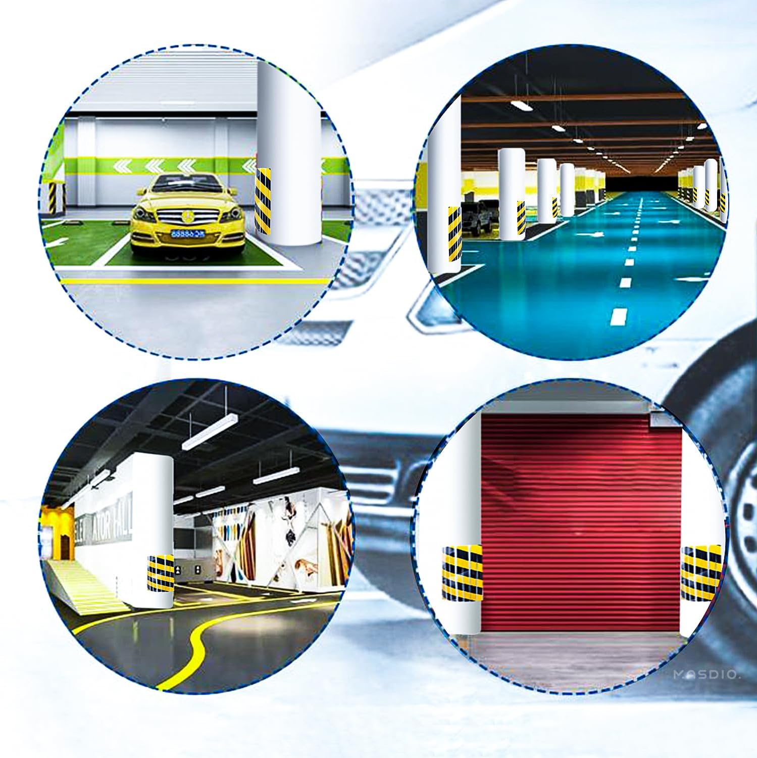 Garage Smith GWP06 – Protector de pared de espuma para pared de garaje, protector de esquina para estacionamientos, protector reflectante de borde