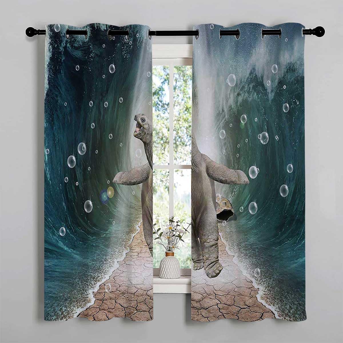 YANFENQI Cortinas para Habitacion Animal Grommet Short Closet Curtain for Open Closet Curtain Wall 63Inch Width by 63Inch Length,2 Panels