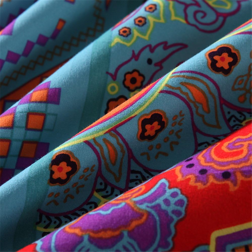 Newrara Textiles para el hogar, juego de cama bohemio, estilo bohemio, juego de ropa de cama bohemio, juego de ropa de cama de pavo real, juego de