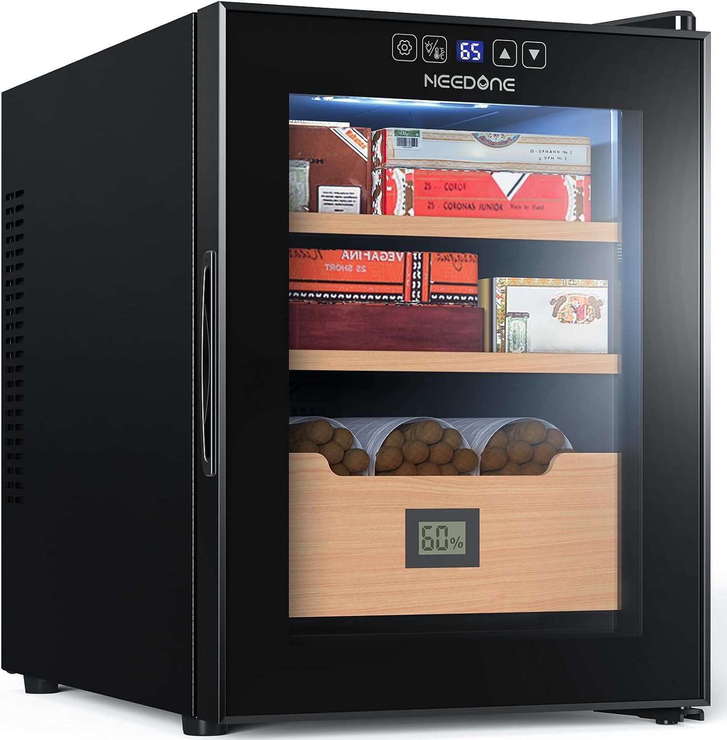 NEEDONE Humidor eléctrico de 33 litros con sistema de control silencioso de calefacción y refrigeración, armario refrigerador grande para 280