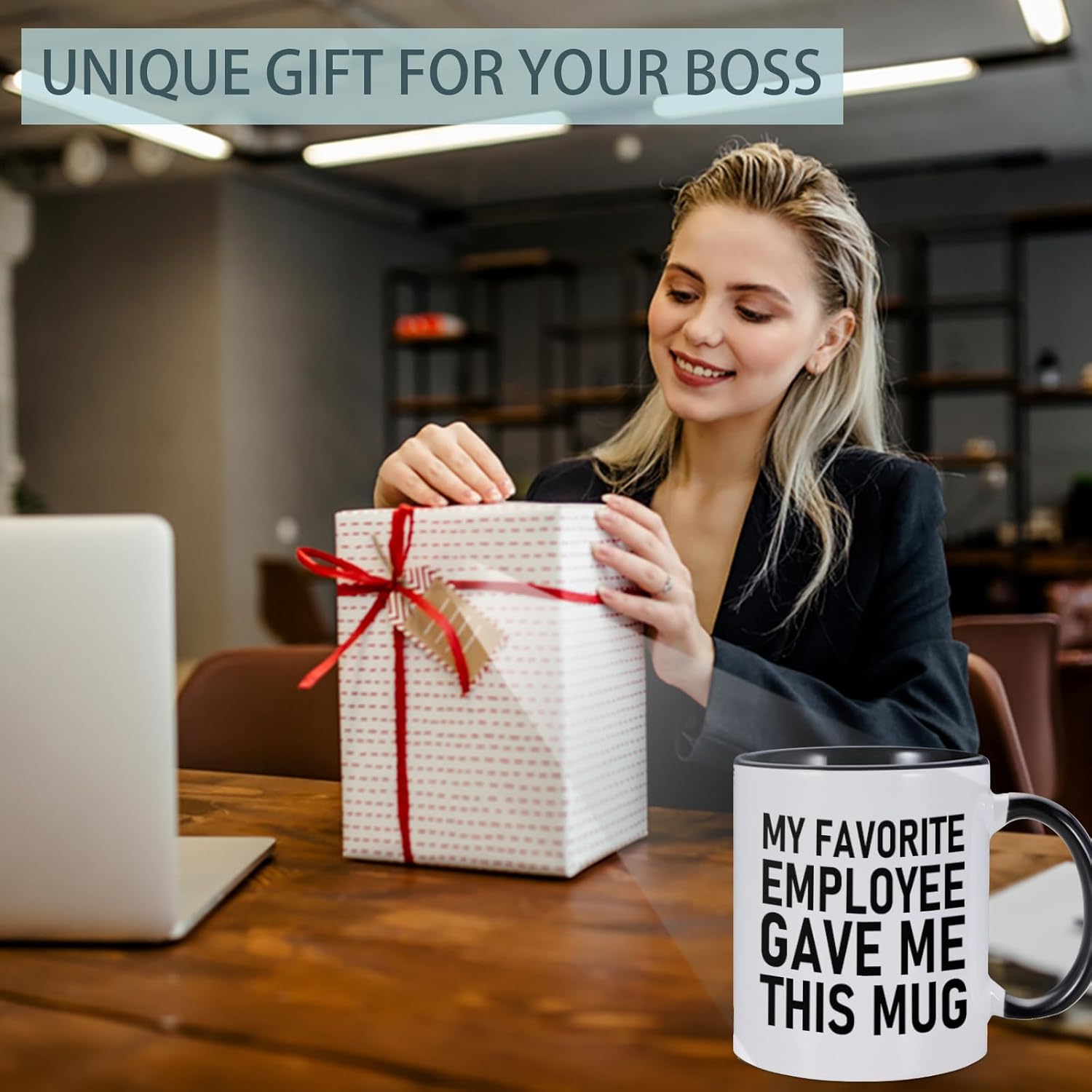Employee Gave Me This – Taza de café personalizada con texto fotográfico, divertida taza de café de jefe para mujeres y hombres, regalos