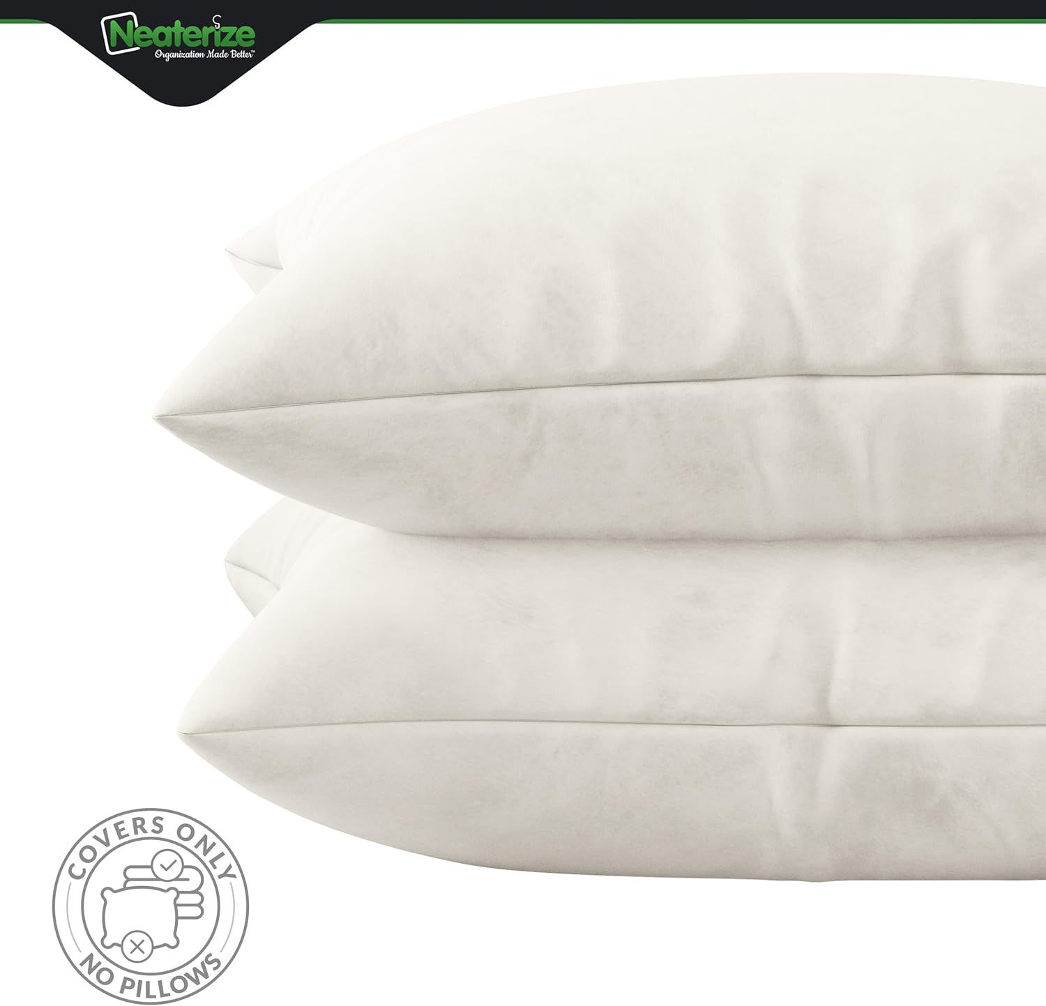 NEATERIZE Juego de 2 fundas de almohada de terciopelo de alta calidad de 20 x 20 pulgadas, color crema, fundas de almohada de tela decorativa