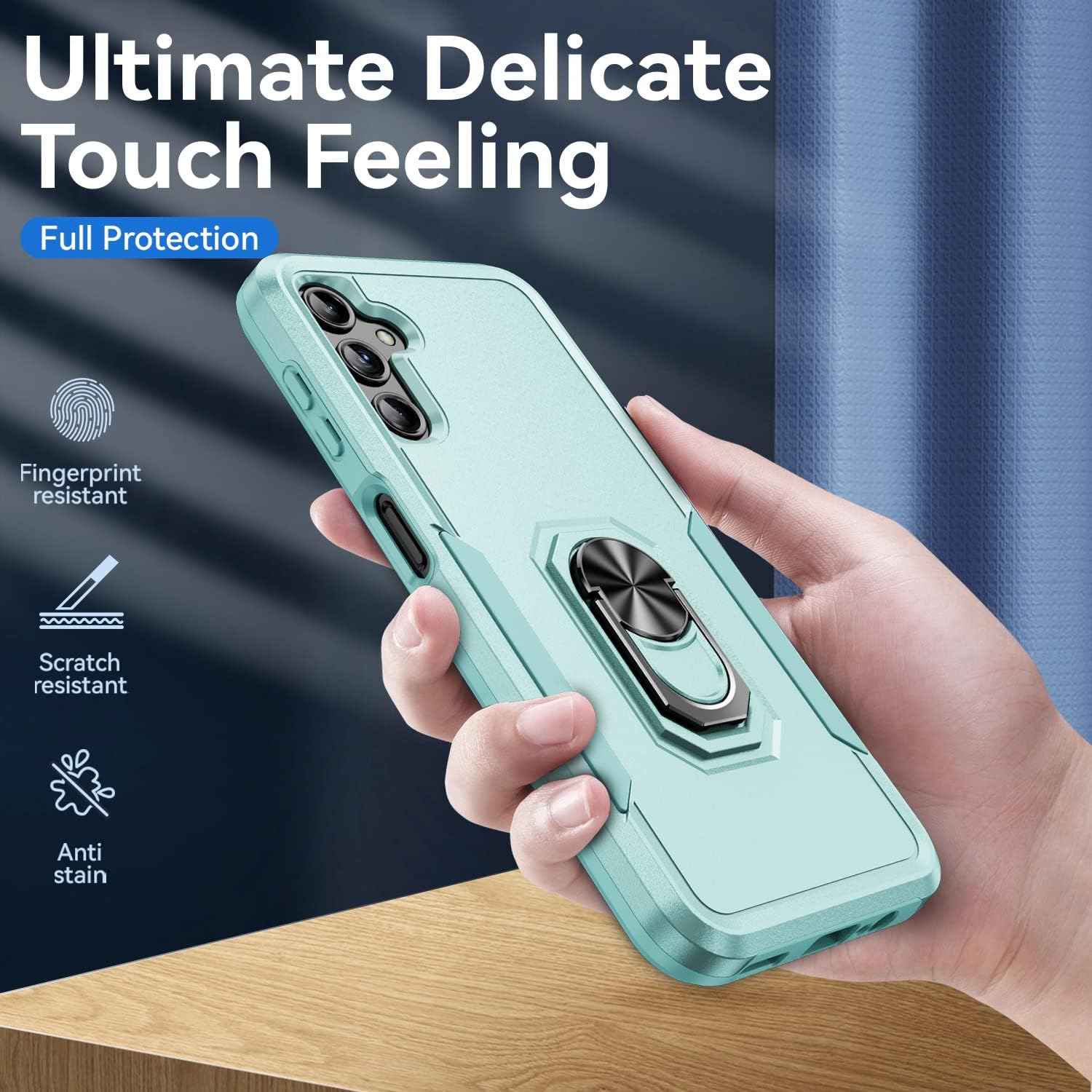 Fucozan Funda para Samsung Galaxy A14 5G con protector de pantalla con anillo de soporte, resistente protección de grado militar a prueba de golpes