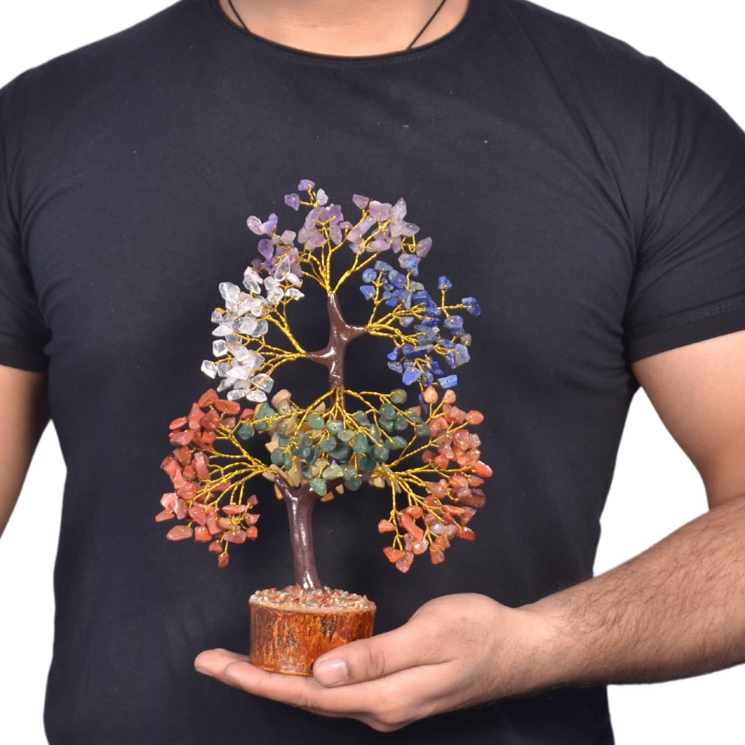 Combo de árbol de siete chakras, colgante de árbol de la vida y colgante de orgón de 7 chakras, árbol de cristal para energía positiva, bonsái de