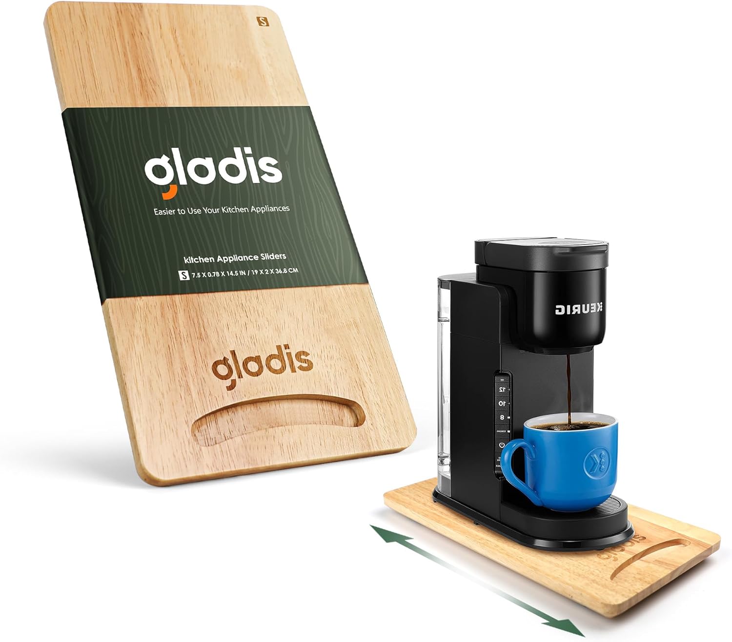 Bandeja deslizante para electrodomésticos de cocina, madera de goma de alta calidad mejorada Gladis deslizante para encimera debajo de los