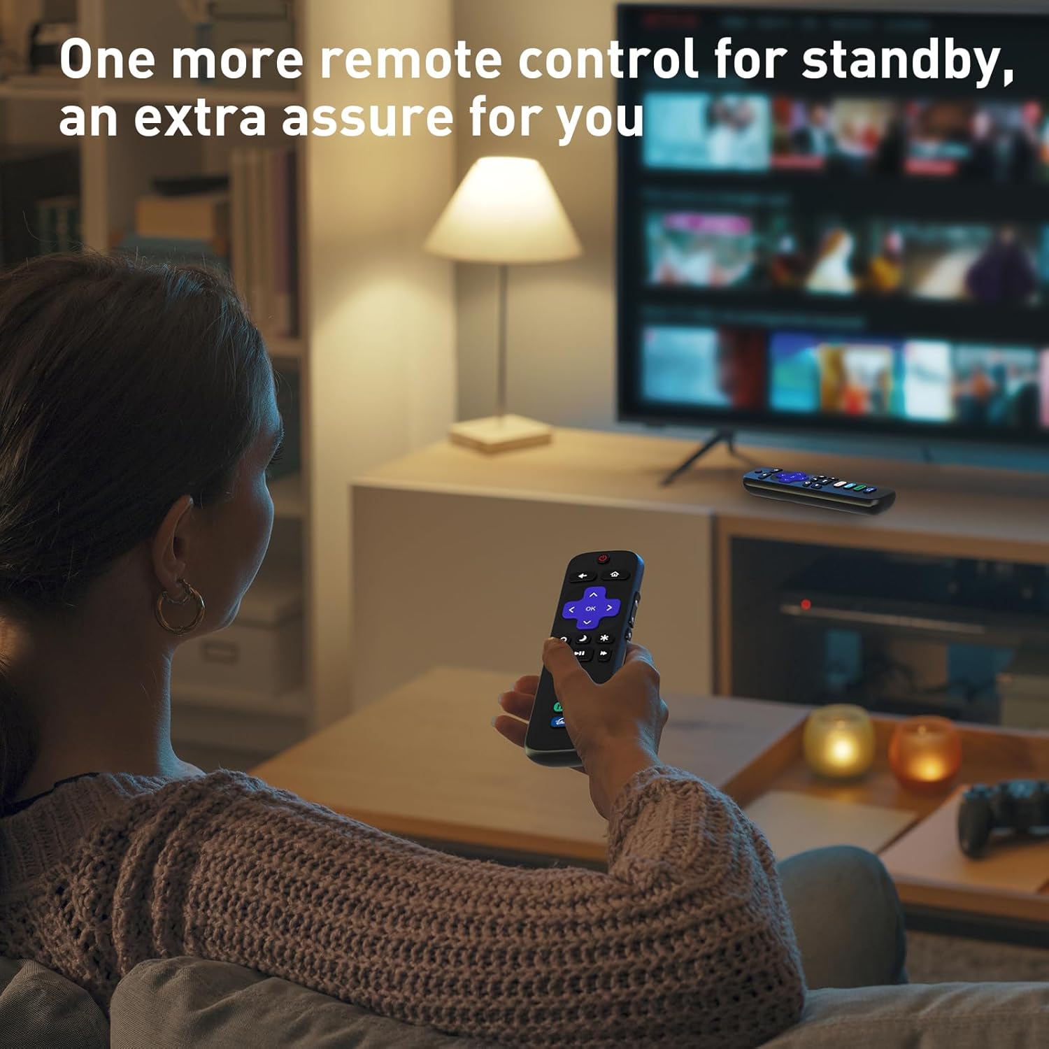 Paquete de 2 control remoto de repuesto para Roku TV, compatible con televisores inteligentes TCLHisenseOnnSharpInsigniaElementPhilips Roku Series