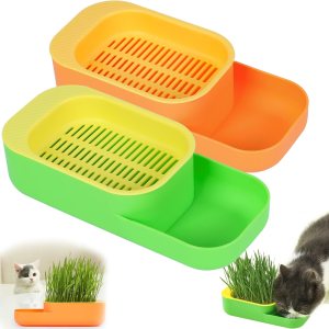 Juego de 2 macetas hidropónicas de hierba para gatos, kit de hierba de trigo para gatos, bandeja de germinación de semillas sin tierra para gatos de Juego de 2 macetas hidropónicas de hierba para gatos, kit de hierba de trigo para gatos, bandeja de germinación de semillas sin tierra para gatos de