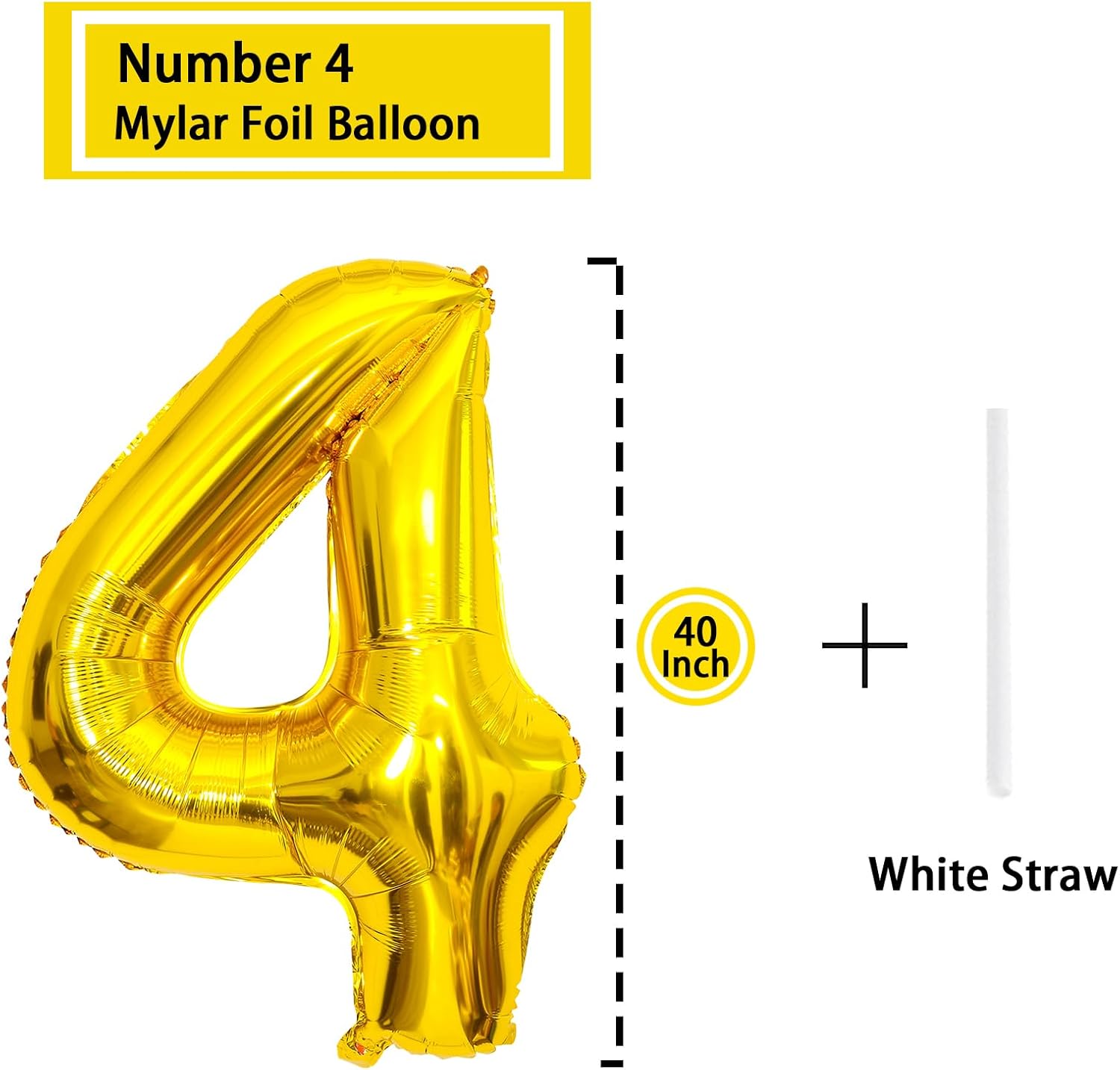 Globo dorado con el número 4 de 40 pulgadas, globos grandes de Mylar para niños de 4 años de edad, decoración de fiesta de cumpleaños, boda,