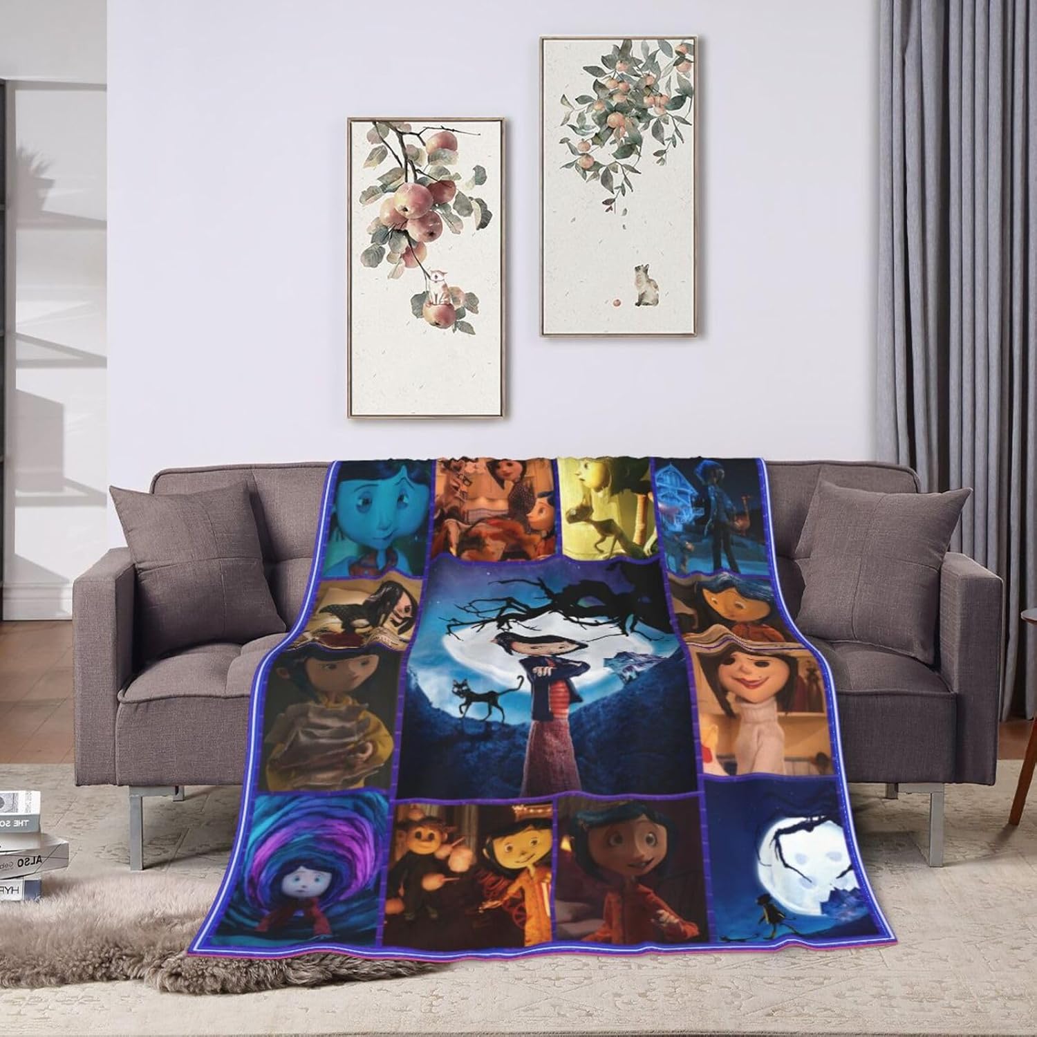 Manta con estampado de película de animación de dibujos animados, 60 x 50 pulgadas, suave y ligera, manta de aire acondicionado, oficina, sofá,