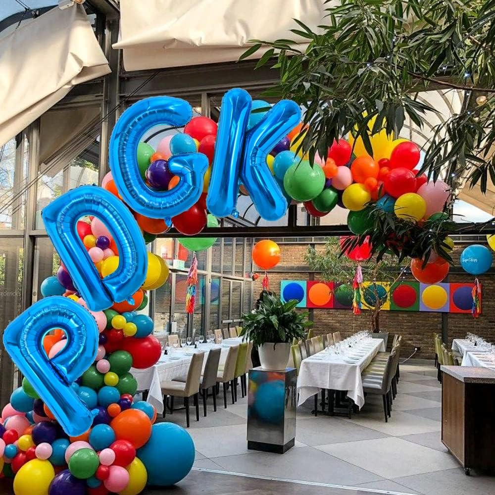 TONIFUL Globos grandes de 40 pulgadas con letras K azules gigantes del alfabeto, globos grandes de Mylar para decoración de fiestas de cumpleaños,