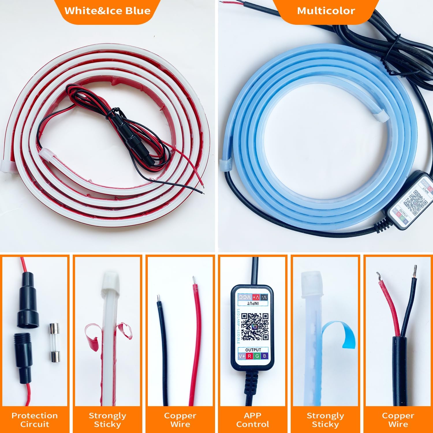 Ailinge Tira de luz LED para capó de automóvil, escaneo dinámico flexible, para correr durante el día, kit de luces impermeables de silicona de 12 V