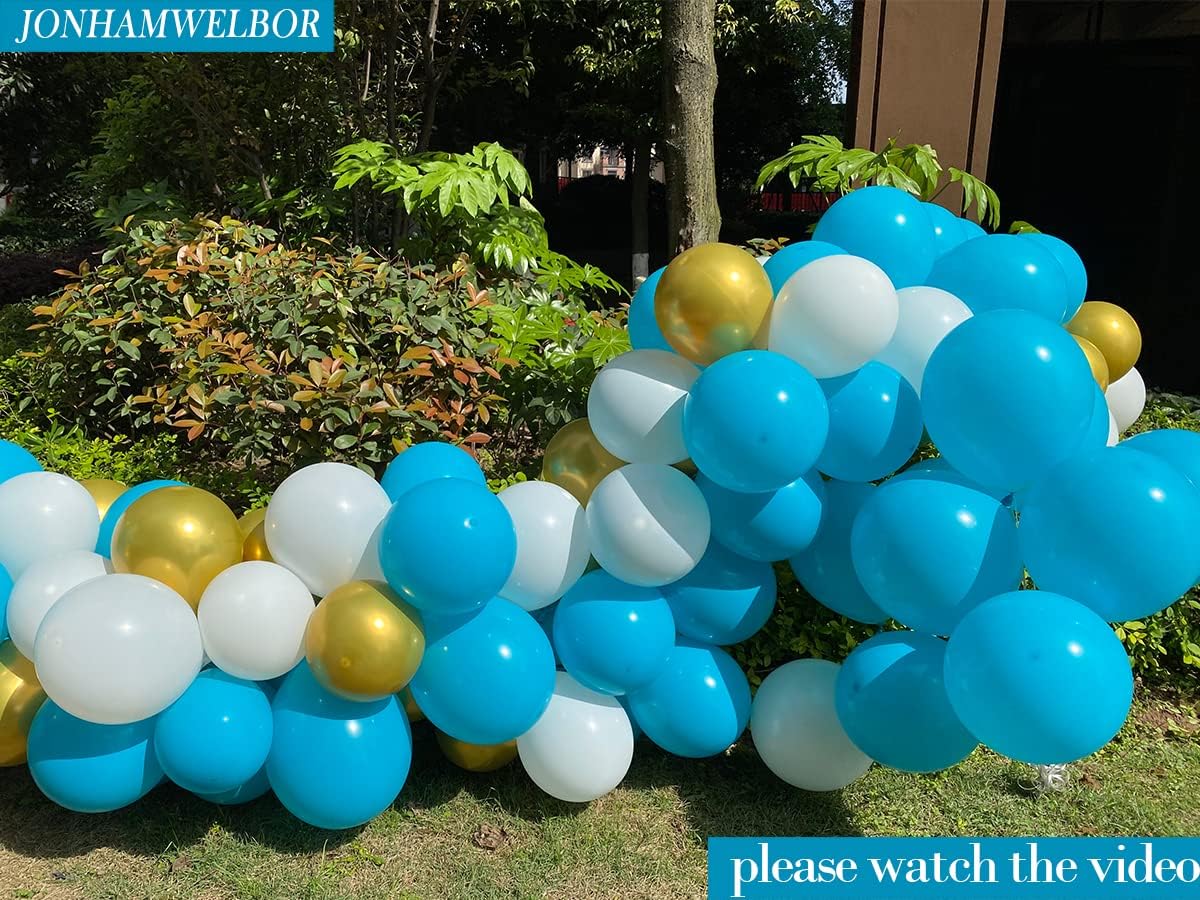 Jonhamwelbor Paquete de 100 globos de látex turquesa y verde azulado de 12 pulgadas para cumpleaños, compromiso, baby shower, fiesta, decoración de