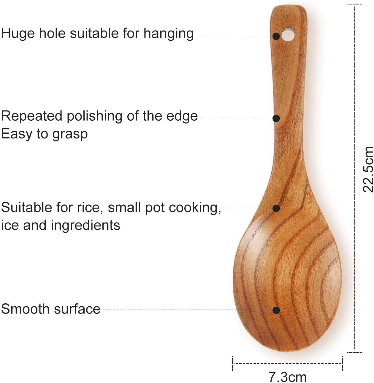 Juego de 4 cucharas de madera de 9 pulgadas para cocinar, servir ensalada, remover sopa, arroz, resistencia al calor antiadherente, fácil de usar