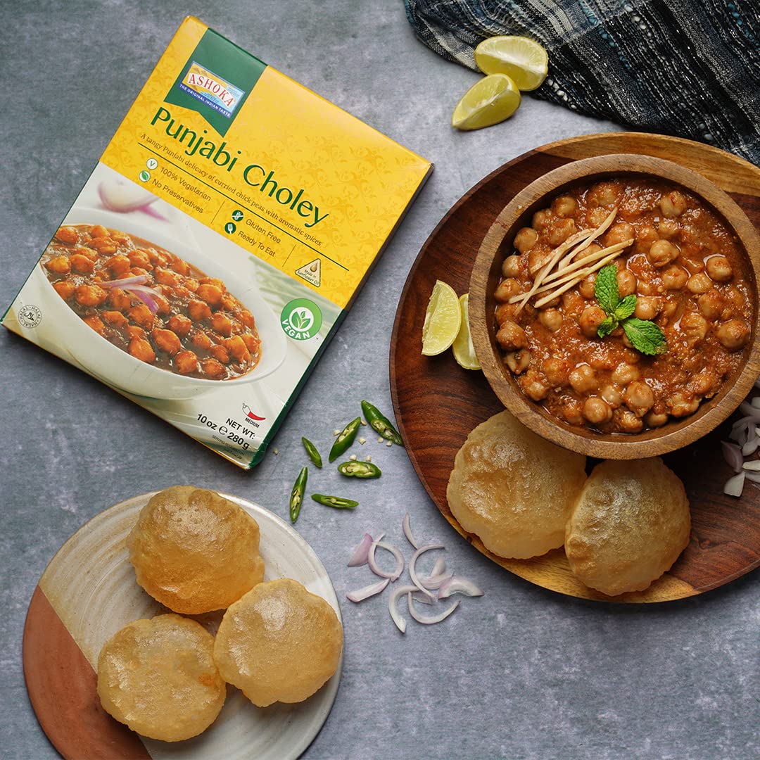 Ashoka Comidas indias listas para comer desde 1930, 100% vegano Punjabi Choley, comida india totalmente natural cocinada tradicionalmente, a base de