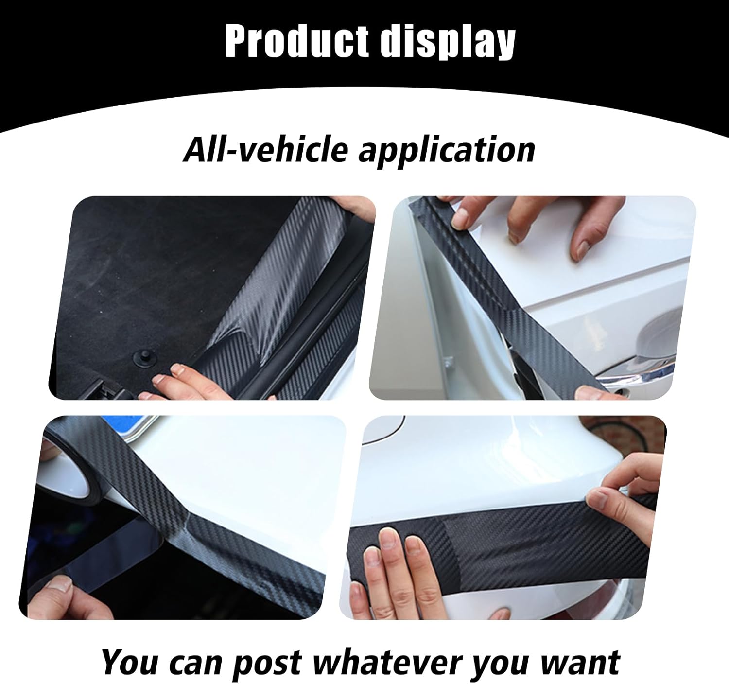 QODOLSI Pack-1 Protector de umbral de puerta de automóvil, tira anticolisión de fibra de carbono K3D, calcomanía para borde de puerta de automóvil,