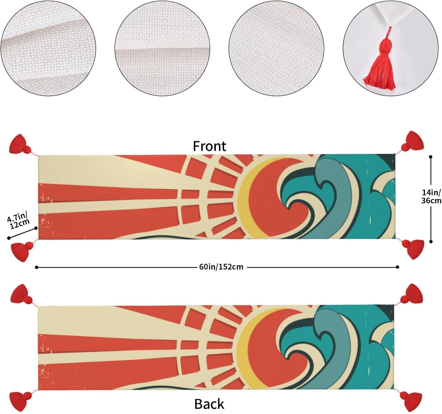 Waves Nature Sun and Sea Christmas Table Runner Dining Table Decor Christmas Decorations Indoor Home Decor Christmas Table Runners Xmas Navidad