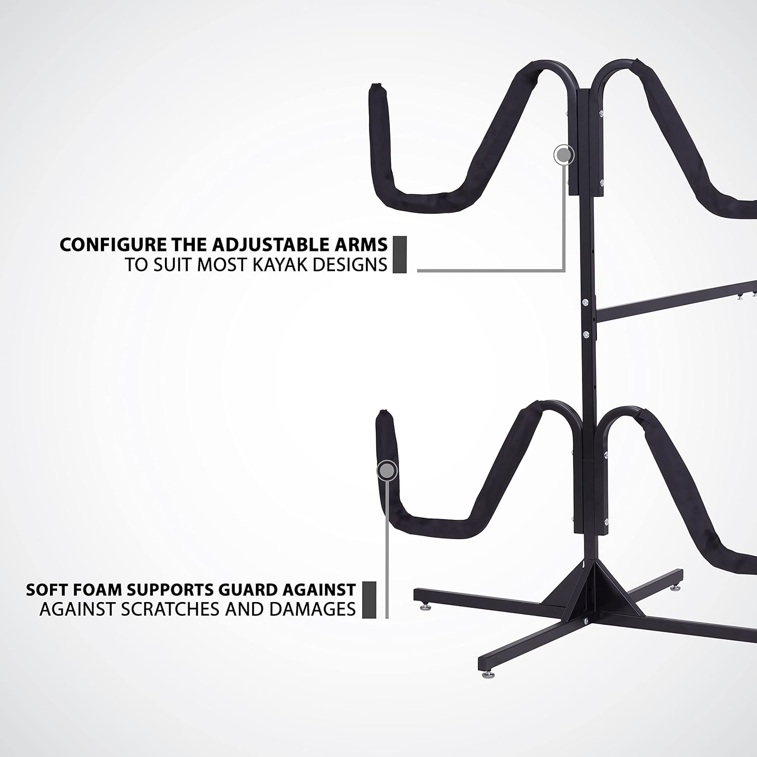 RaxGo – Estante de almacenamiento para kayak, soporte resistente independiente para kayak, SUP, canoa y tabla de remo para interiores, exteriores,