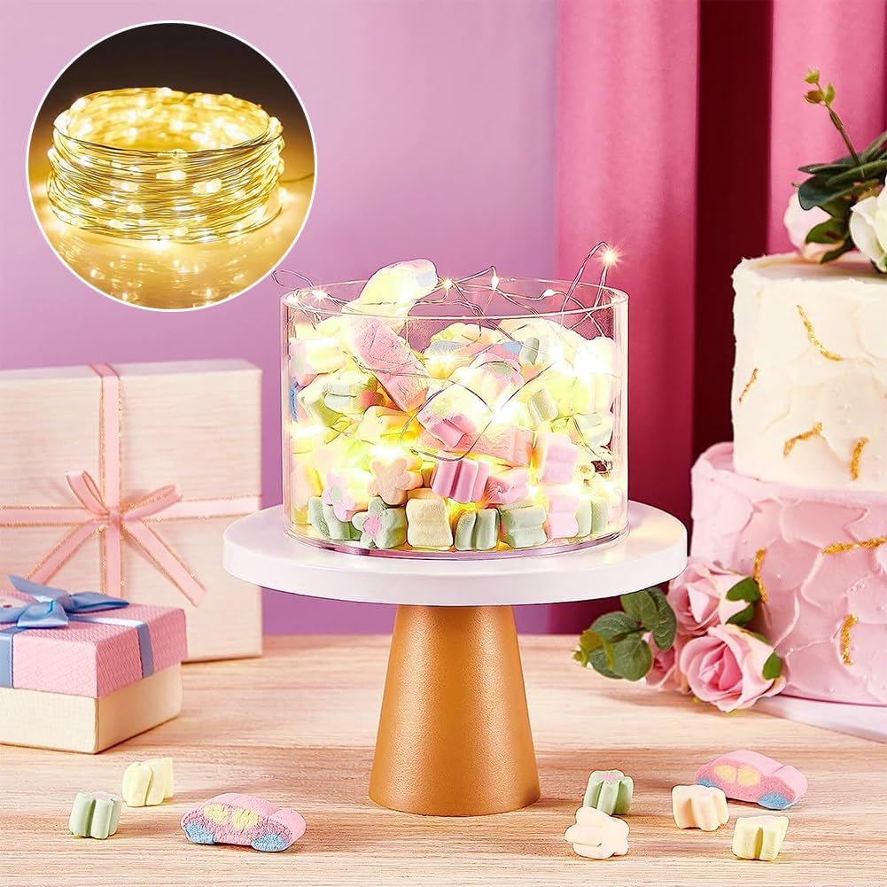 Soporte de acrílico transparente para tartas de bodas 3 piezas redondas de cumpleaños rellenables soportes para tartas para fiesta con luces LED –