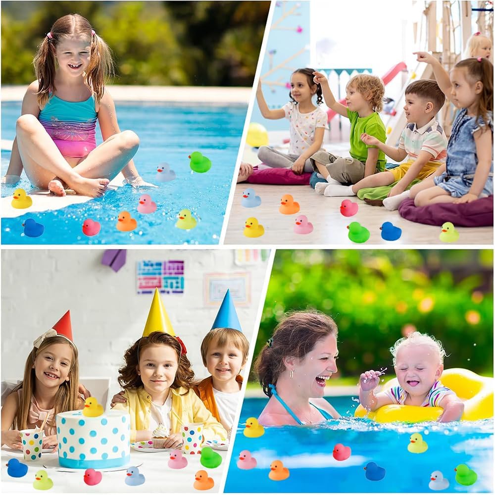 50 piezas de mini patos de goma multicolor para el baño del bebé, niños chillan y flotan pequeños patos de colores a granel para la ducha de los