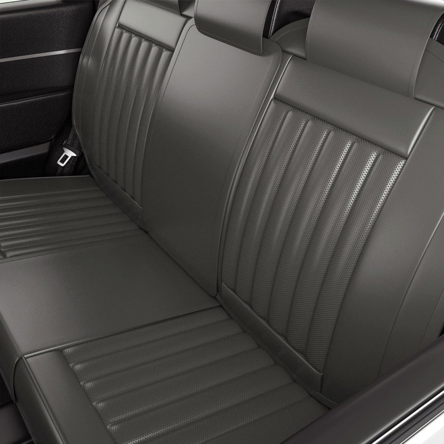 FEELON Fundas de asiento trasero de automóvil de 3 piezas, protectores de asiento trasero de automóvil de piel napa impermeables, ajuste interior