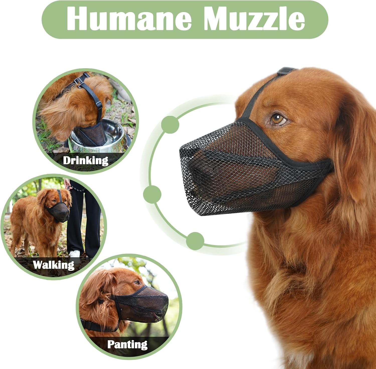 Bozal para perro, bozal de malla suave para perros medianos y grandes con correa ajustable, bozal masticable antimordeduras para limpiar el aseo,