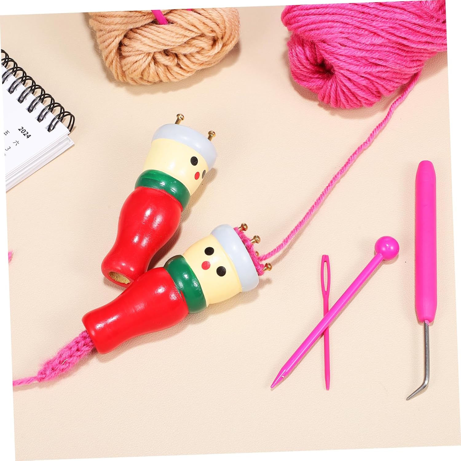 VILLCASE Juego de 4 piezas de muñecas de punto, herramientas para tejer, juguetes para tejer, telares de tejer, juguetes para hacer muñecas, kit de