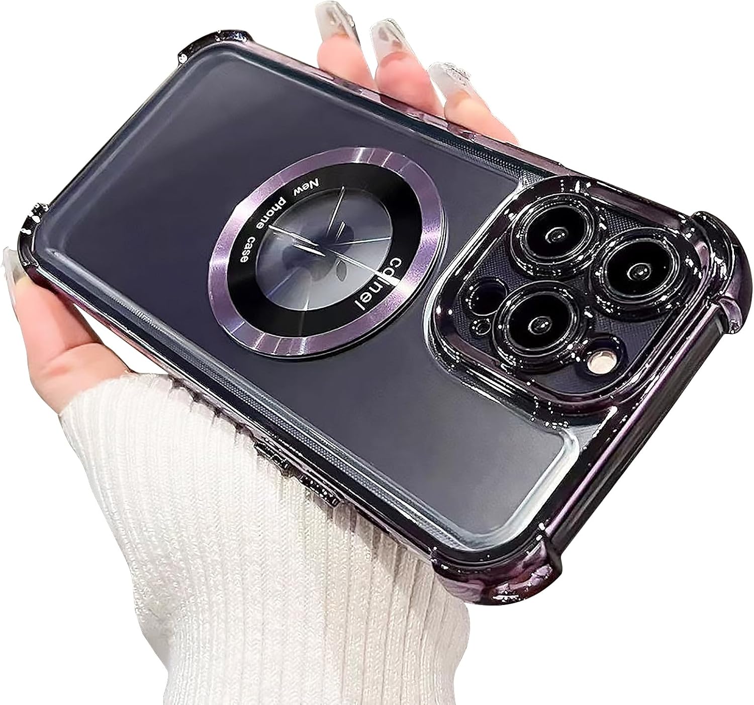 Eiyikof Funda magnética transparente para iPhone 13 Pro Max, protección de lujo brillante en las cuatro esquinas, a prueba de golpes, de grado