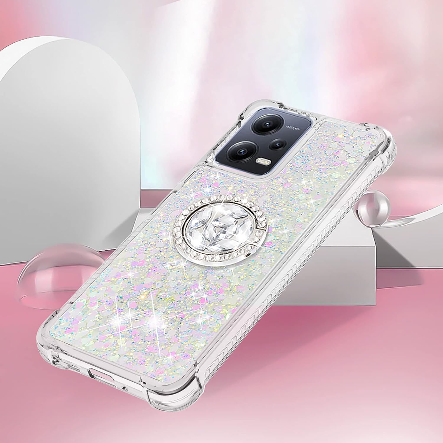 CCSmall Funda brillante transparente brillante con purpurina para Xiaomi Redmi Note 12 5G (no 4G), cubierta de arena movediza líquida fluida con