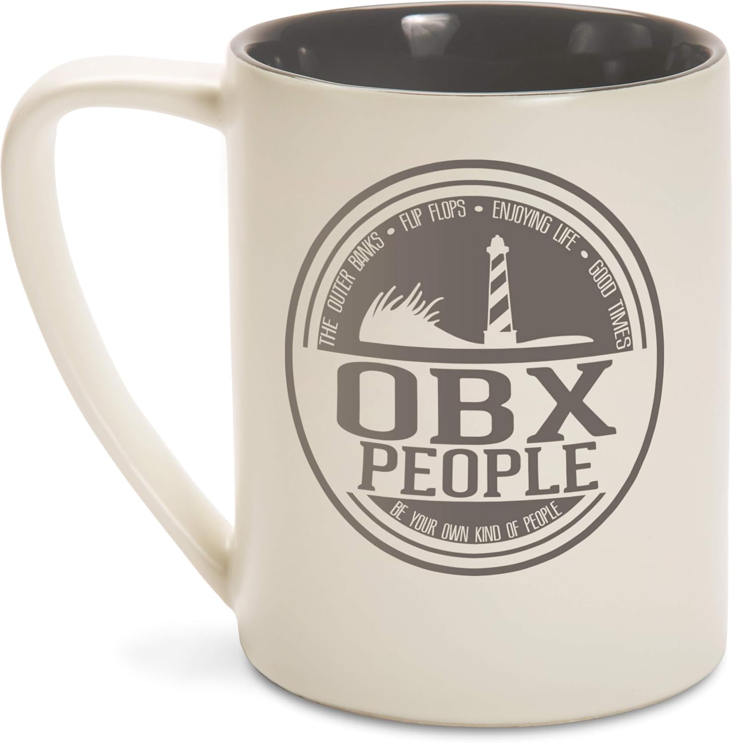 Pavilion Gift Company Taza de café gris y crema de 18 oz OBX People