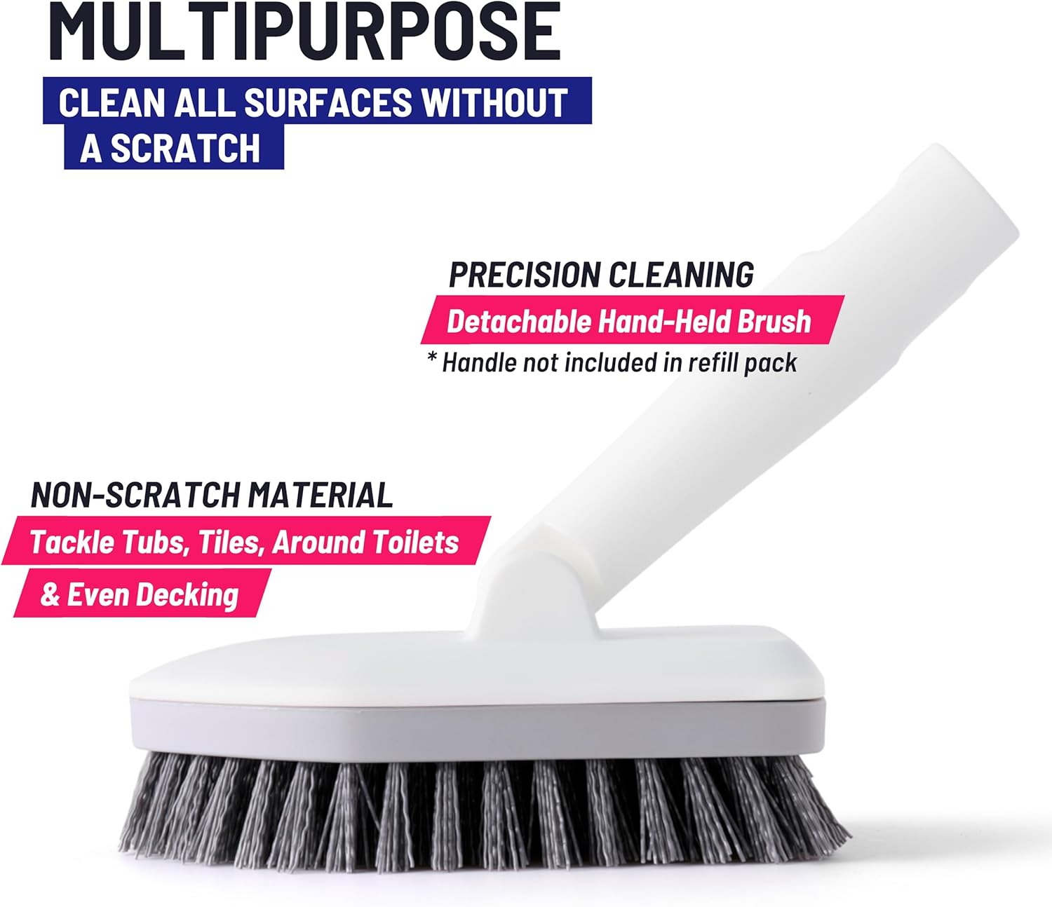 Paquete de recambio de cepillo de limpieza 3 en 1, 3 paquetes de repuesto multiusos para el cepillo de limpieza de ducha Moku Home (1 cepillo de