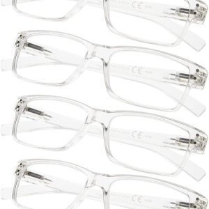 Gr8Sight Paquete de 6 lentes de lectura con bisagras de resorte para hombre y mujer, profesionales transparentes Gr8Sight Paquete de 6 lentes de lectura con bisagras de resorte para hombre y mujer, profesionales transparentes