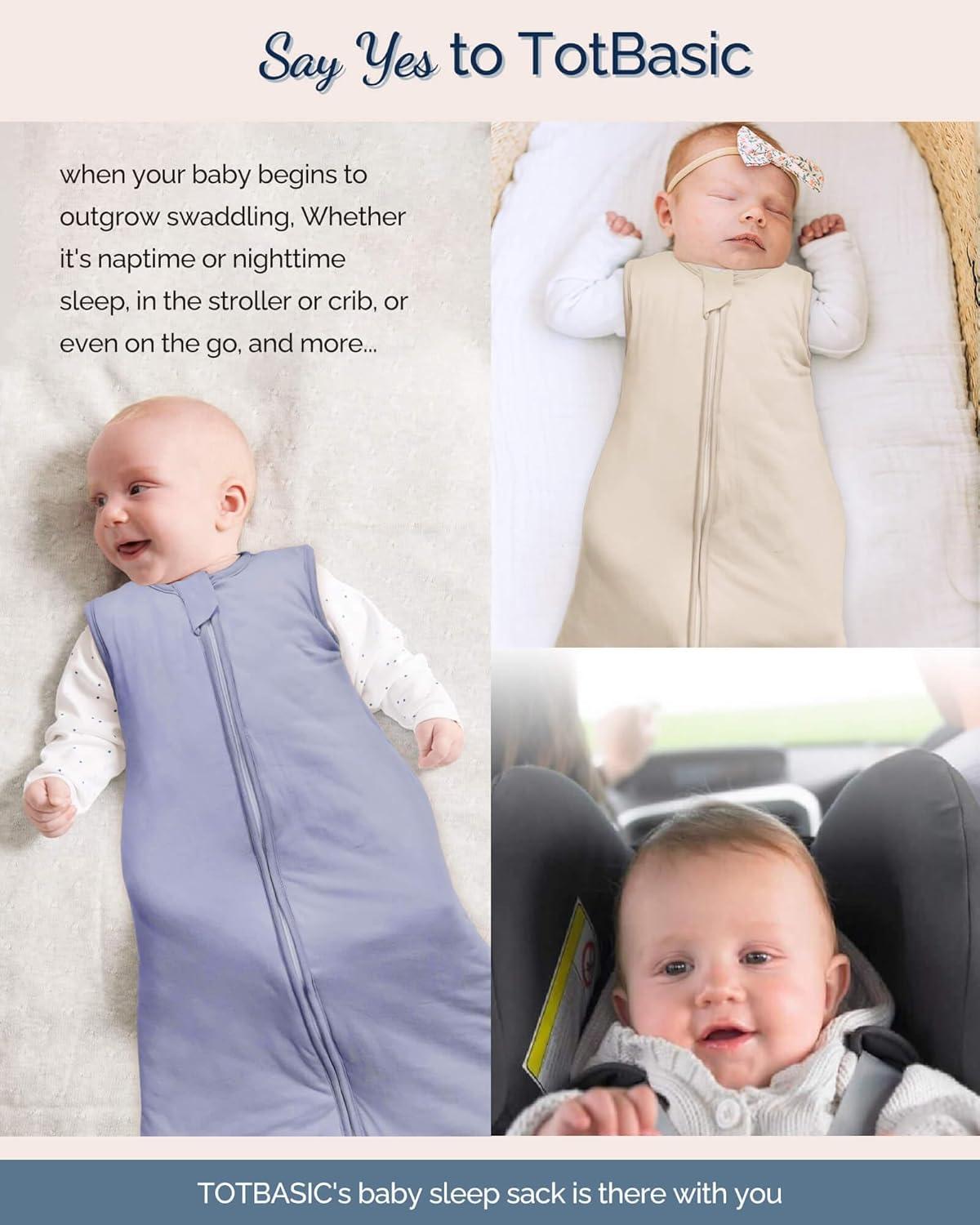 Saco de dormir de 0-6-12-18-24 meses, saco de dormir transpirable de alta calidad con cremallera de 2 vías para bebé niña niño